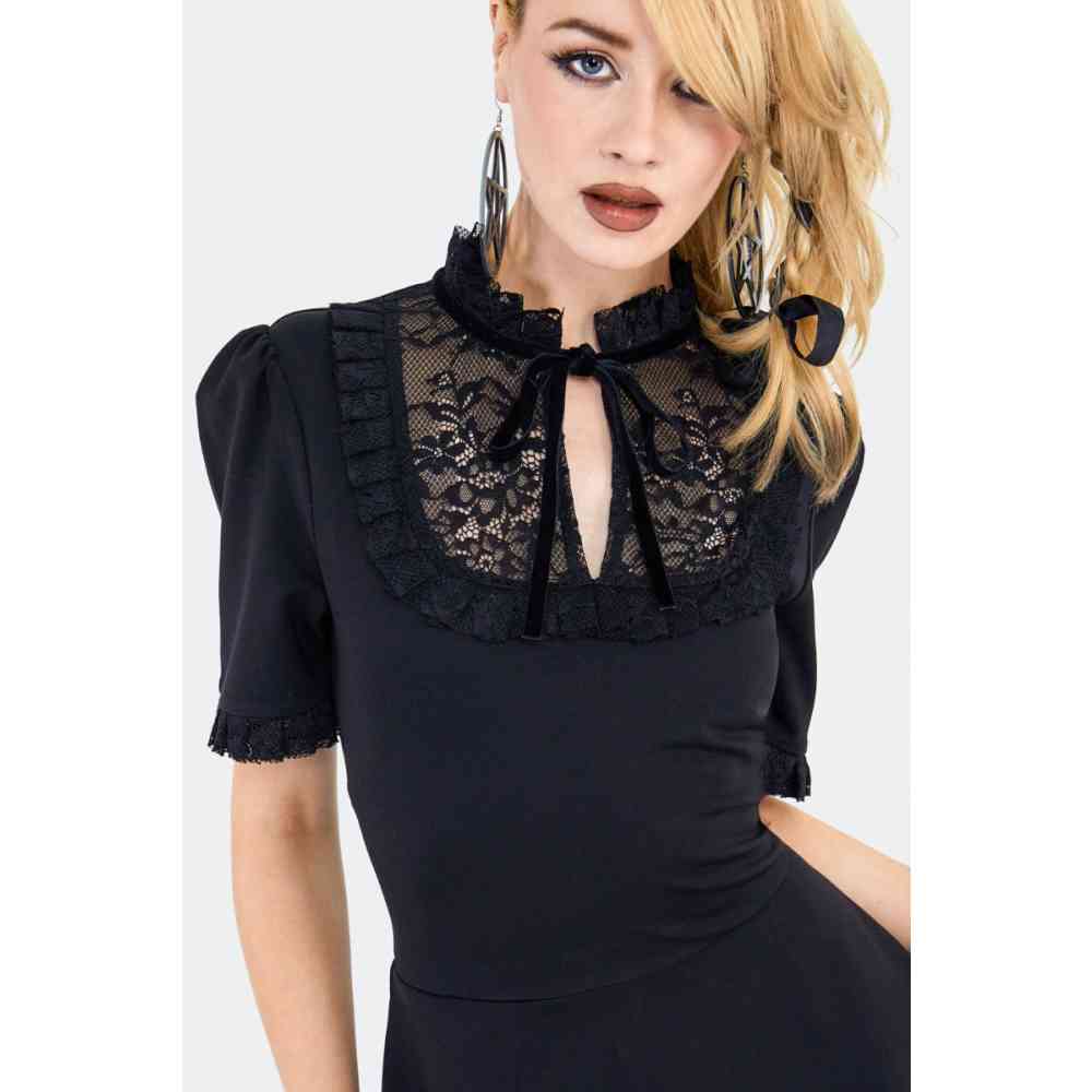 Jawbreaker - Lace Panel Gothic Robe de patineur - Noir